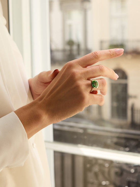 Florentine Dolce Vita Green Tourmaline Yellow Gold Ring