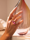 Florentine Dolce Vita Oval Pink Tourmaline Yellow Gold Ring