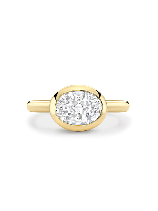 Florentine Oval Diamond Yellow Gold Ring