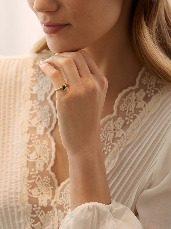 Florentine Emerald Yellow Gold Ring