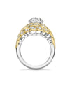 Peace of Mined Cushion Diamond Platinum and Yellow Gold Ring