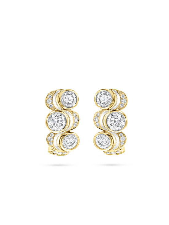 Over the Moon Diamond Enamel Yellow Gold Earrings