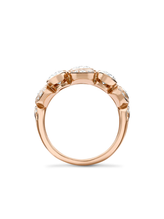 Over the Moon Diamond Enamel Rose Gold Ring