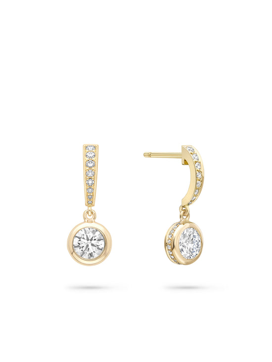 Classic Yellow Gold Diamond Drop Earrings