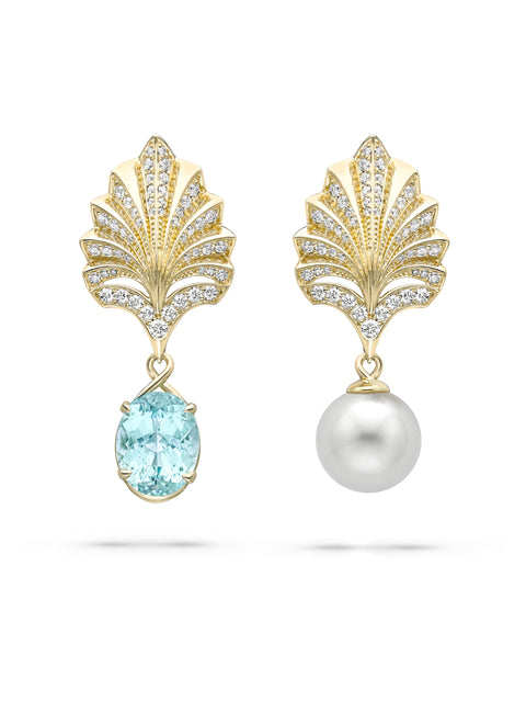 Olympian Paraiba Pearl Yellow Gold Earrings