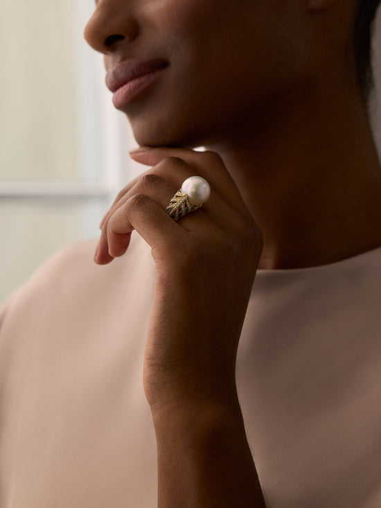 A Family Journey Copenhagen Pearl Yellow Gold Ring | Boodles