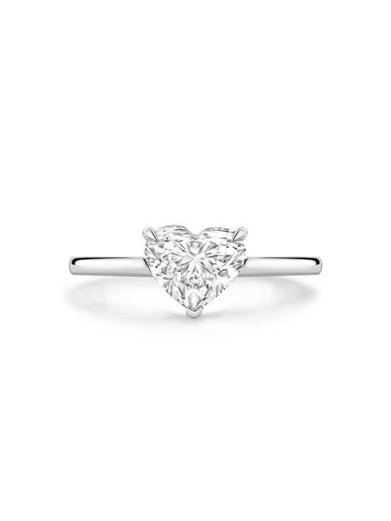 Classic Heart Diamond Platinum Ring