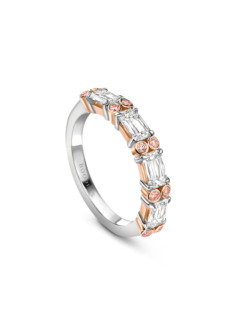 Ashoka and Pink Diamond Platinum Eternity Ring