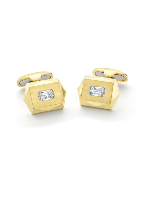 Jazz Yellow Gold Ashoka Diamond Cufflinks