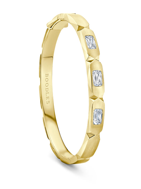 Jazz Three Stone Ashoka Diamond Yellow Gold Bangle