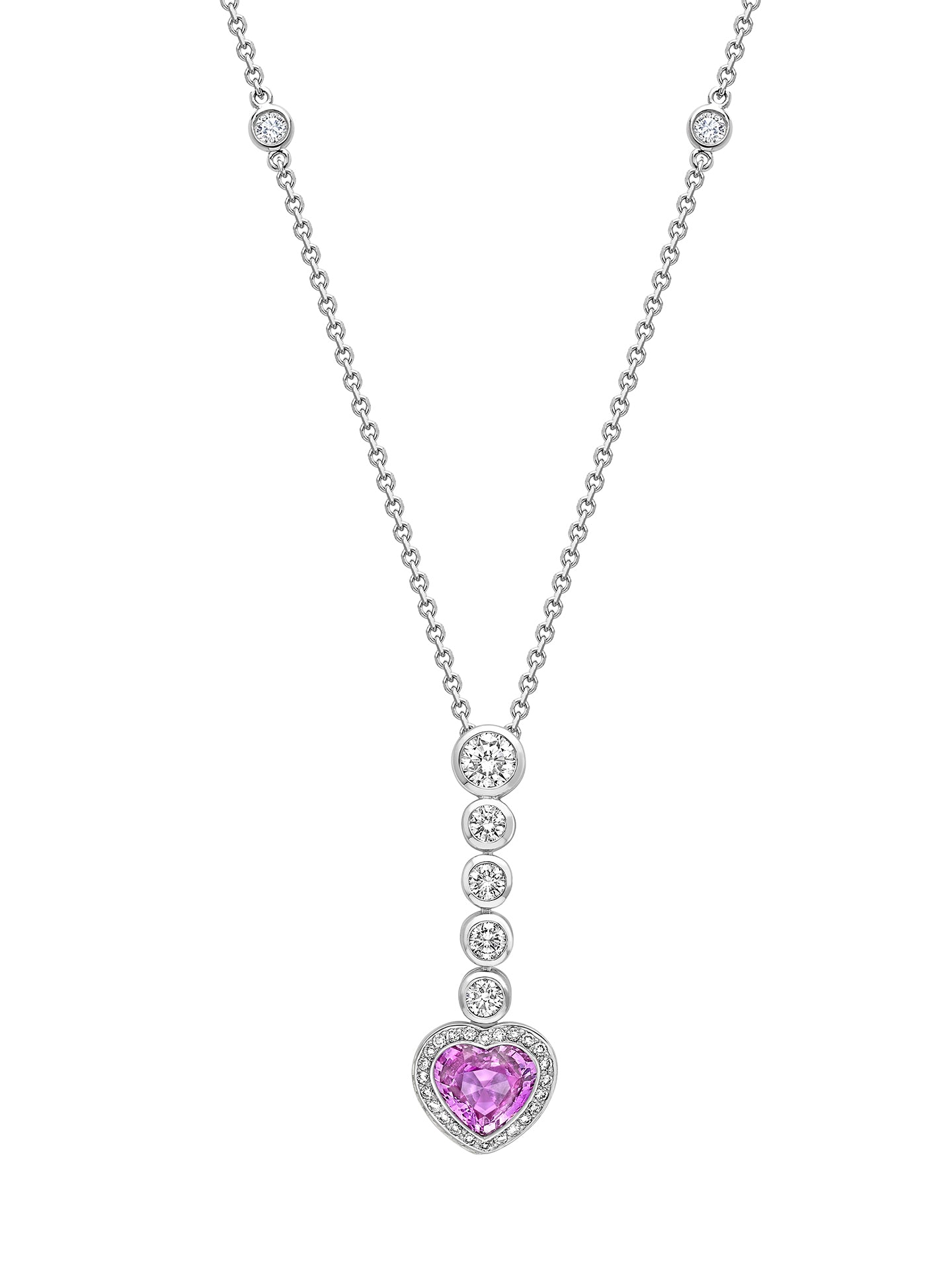 Vintage Heart Pink Sapphire White Gold Pendant | Boodles