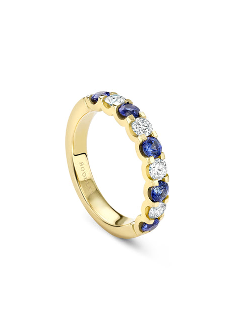 Classic Evermore Sapphire Diamond Yellow Gold Eternity Ring