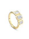 Florentine Three Stone Ashoka Diamond Yellow Gold Ring