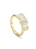 Florentine Three Stone Ashoka Diamond Yellow Gold Ring