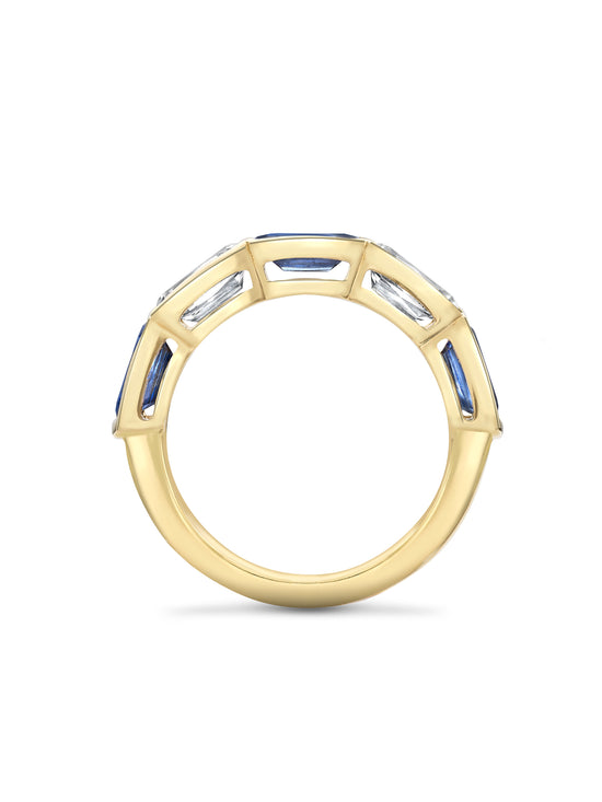 Classic Ashoka Sapphire Diamond Yellow Gold Ring