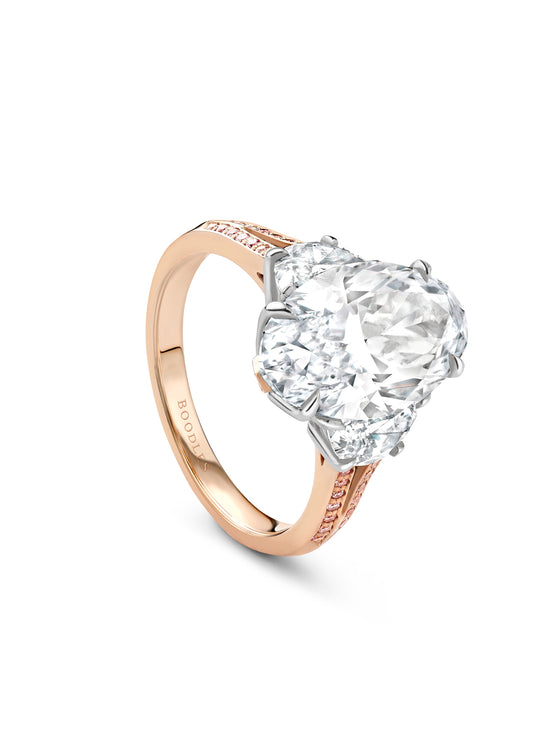 Peace of Mined Split Shoulder Oval Diamond Rose Gold Ring