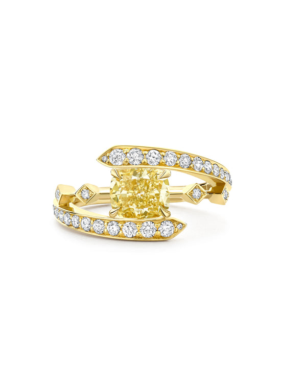 Peace of Mined Cushion Yellow Diamond Yellow Gold Ring