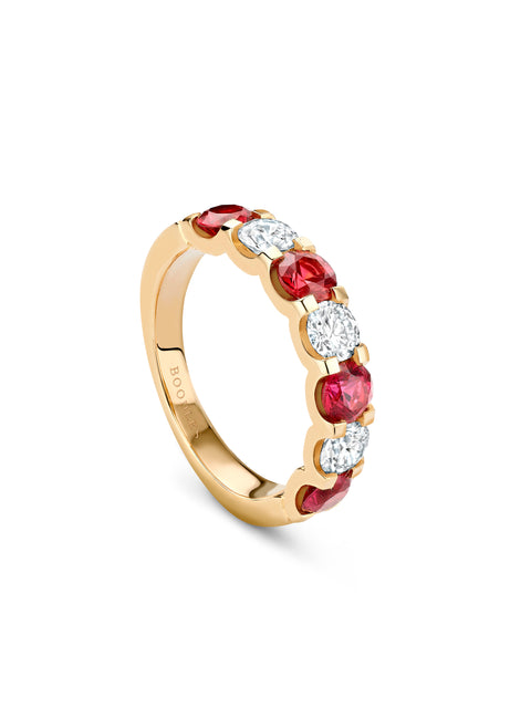 Classic Evermore Medium Ruby Diamond Yellow Gold Eternity Ring