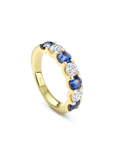 Classic Evermore Medium Sapphire Diamond Yellow Gold Eternity Ring