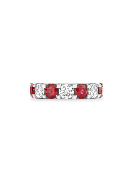 Classic Medium Ruby Diamond Platinum Eternity Ring