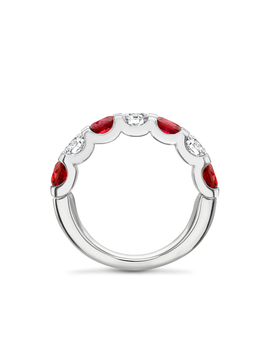 Classic Medium Ruby Diamond Platinum Eternity Ring