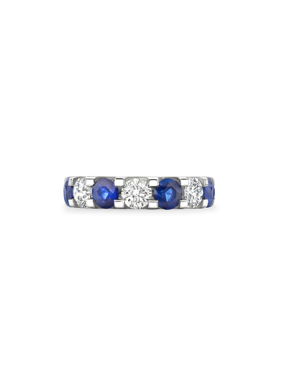 Classic Medium Sapphire Diamond Platinum Eternity Ring