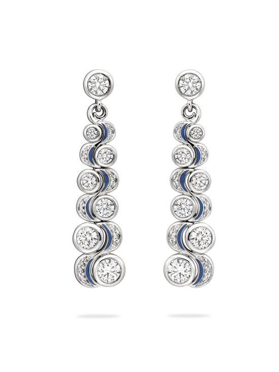 Over the Moon Diamond Platinum Drop Earrings