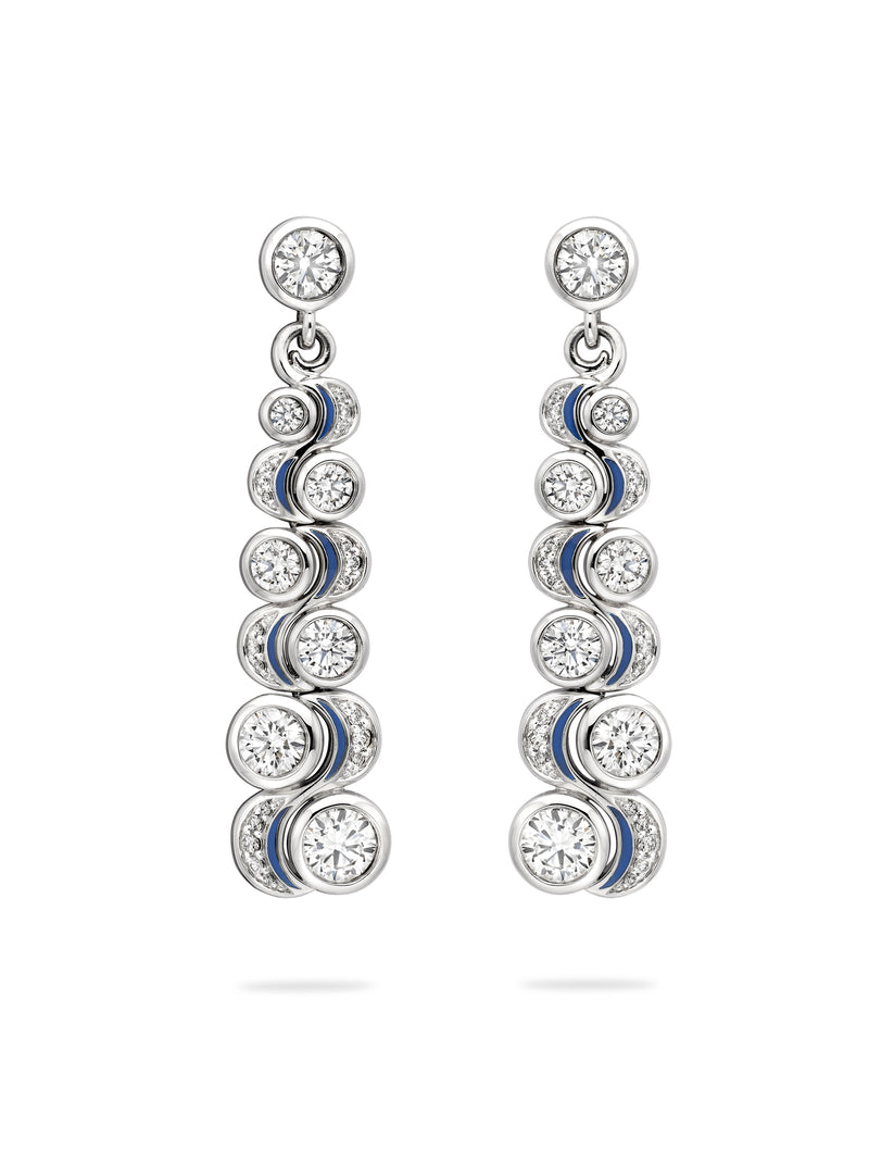 Over the Moon Diamond Platinum Drop Earrings