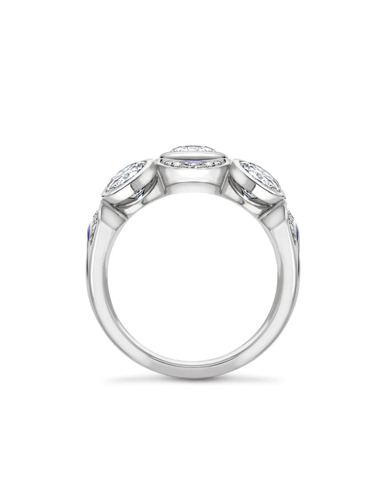 Over the Moon Three Stone Diamond Platinum Ring | Boodles