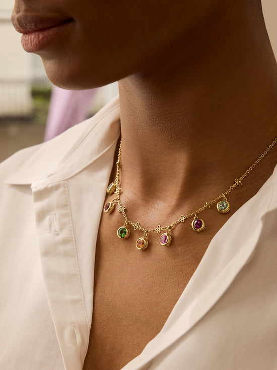 Beach Rainbow Yellow Gold Necklace