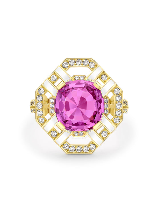 Fifth Avenue Pink Sapphire Yellow Gold Ring