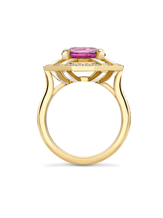 Fifth Avenue Pink Sapphire Yellow Gold Ring