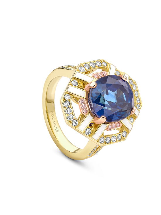 Fifth Avenue Oval Sapphire Yellow Gold Ring