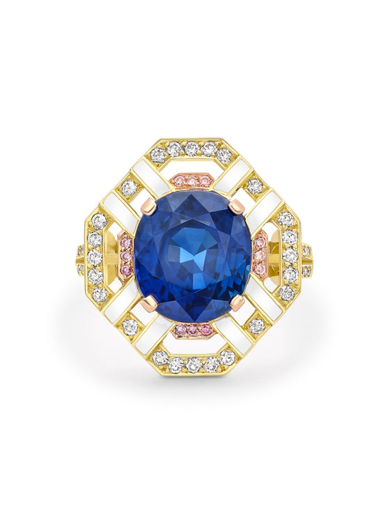 Fifth Avenue Oval Sapphire Yellow Gold Ring