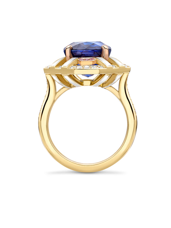 Fifth Avenue Oval Sapphire Yellow Gold Ring