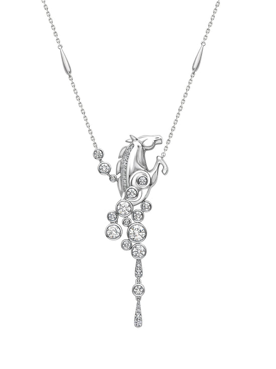 Lucky 'Gold Cup 100' Platinum Diamond Horse Pendant