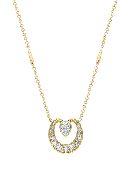 Lucky Yellow Gold Diamond Horseshoe Pendant