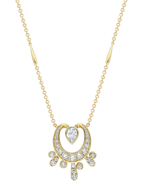 Lucky Yellow Gold Diamond Horseshoe Splash Pendant