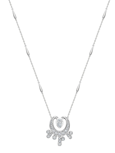 Lucky Platinum Diamond Horseshoe Splash Pendant