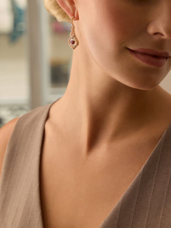 A Family Journey Venice Heart Ruby Rose Gold Earrings | Boodles