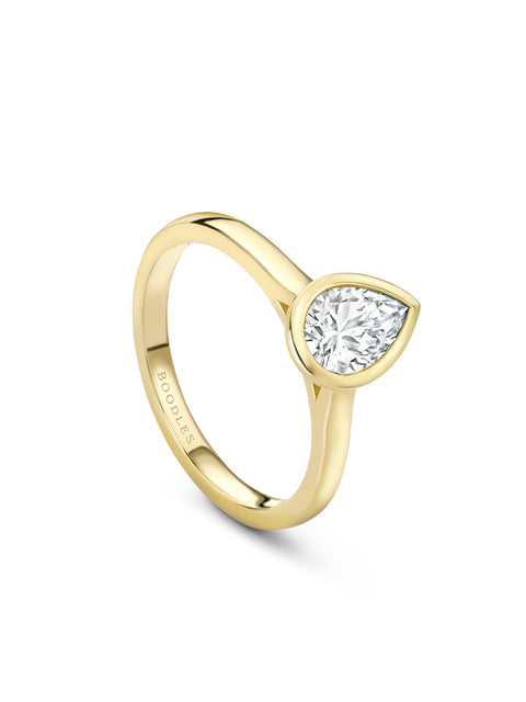 Florentine Pear Diamond Yellow Gold Ring