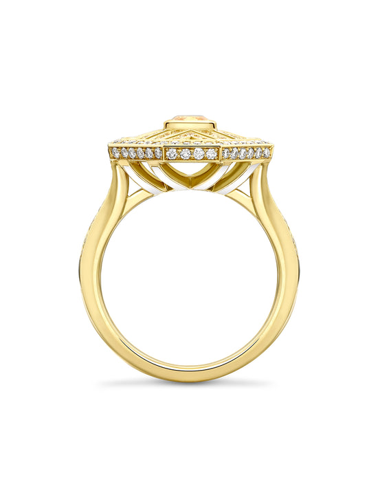 Fifth Avenue Cushion Yellow Diamond Yellow Gold Ring