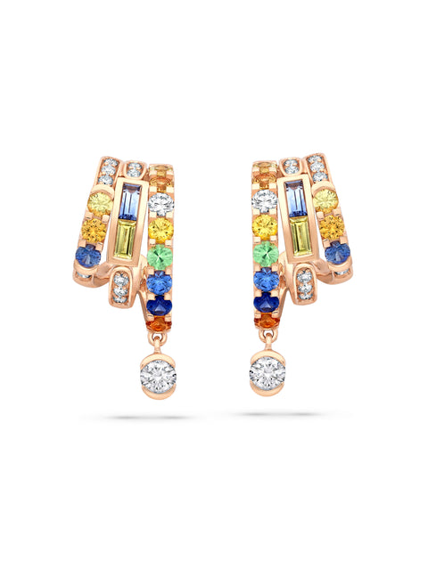 The National Gallery Play of Light Rose Gold Multi-Gem Earrings