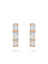 Ashoka Three Stone Rose Gold Diamond Hoop Earrings