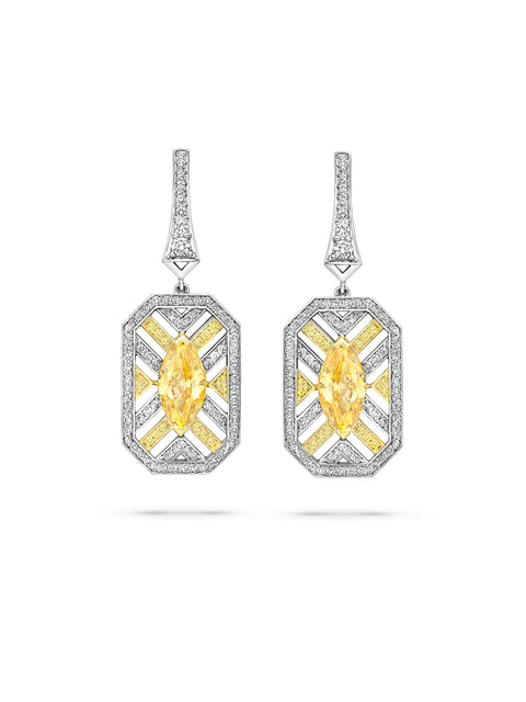 Fifth Avenue Orange Diamond Platinum Earrings