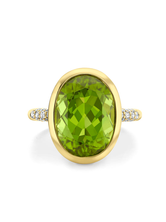 Florentine Dolce Vita Oval Peridot Yellow Gold Ring