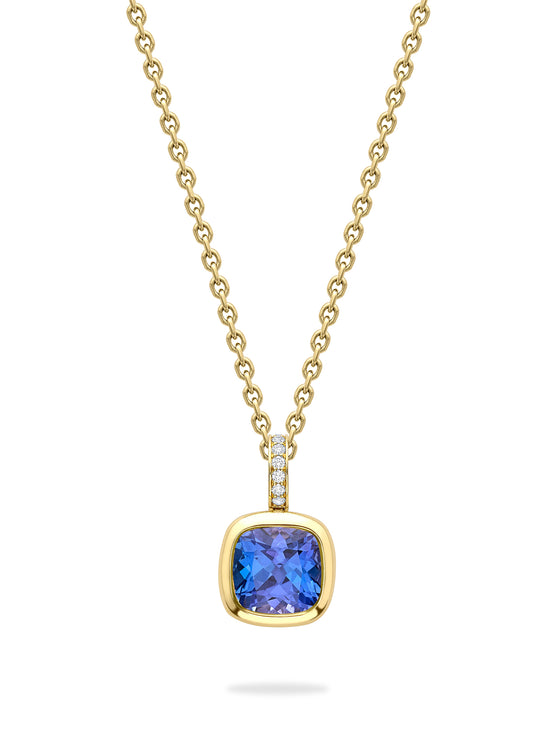 Florentine Dolce Vita Cushion Tanzanite Yellow Gold Pendant | Boodles