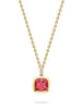 Florentine Dolce Vita Cushion Pink Tourmaline Yellow Gold Pendant