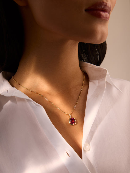 Florentine Dolce Vita Cushion Pink Tourmaline Yellow Gold Pendant | Boodles