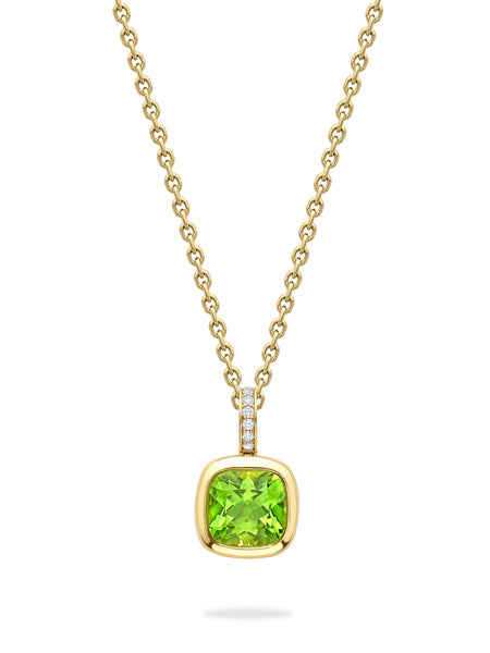 Florentine Dolce Vita Cushion Peridot Yellow Gold Pendant | Boodles